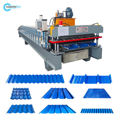 Macchina automatica per la produzione di lastre per coperture metalliche 2 in 1 con rullo a doppio profilo