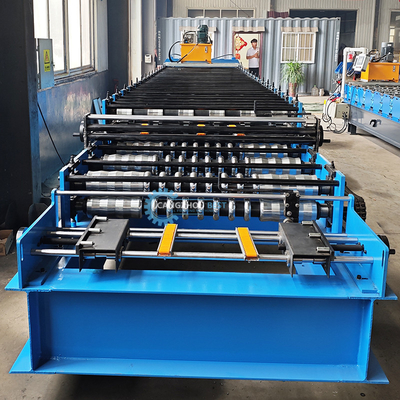 Taglio idraulico 5.5kw acciaio galvanizzato doppio strato pannello di tetto profilo rotolo macchina di formazione