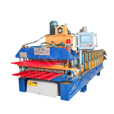 Macchina per la formazione di rotoli a doppio strato per tetti in acciaio con potenza di 5,5 kW e 15-16 stazioni