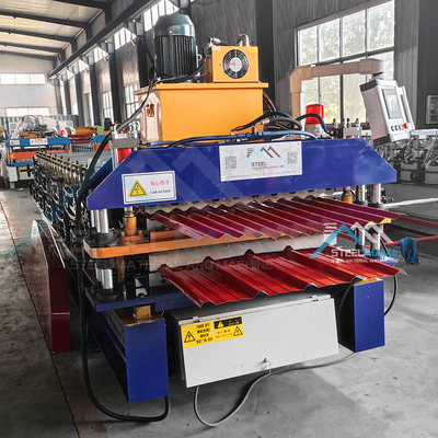 Macchina per la formazione di rotoli a doppio strato per tetti in acciaio con potenza di 5,5 kW e 15-16 stazioni