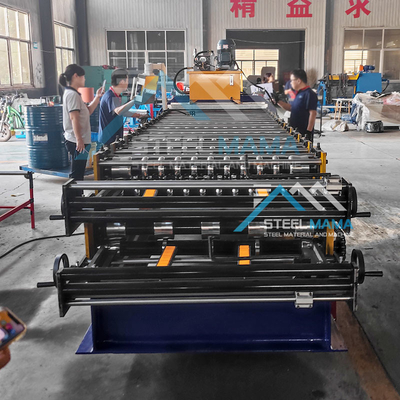 Macchina per la formazione di rotoli a doppio strato per tetti in acciaio con potenza di 5,5 kW e 15-16 stazioni