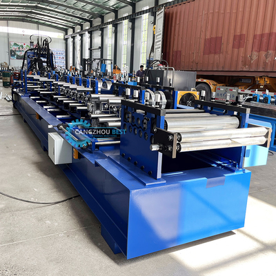 PLC Control C Z U Purlin Roll Forming Machine Perforazione e taglio idraulici