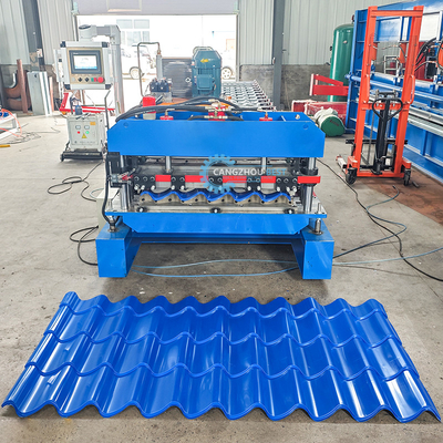 Messico Popular Design Roofing Tile Roll Forming Machine Guida idraulica Pilastro 3D Cutter spagnolo
