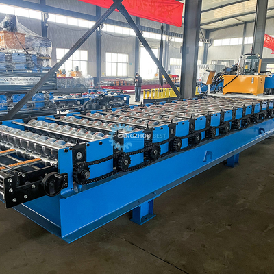 PLC Controllo Color Profile Roof Tile Roll Forming Machine Russia Trasmissione della scatola di marcia