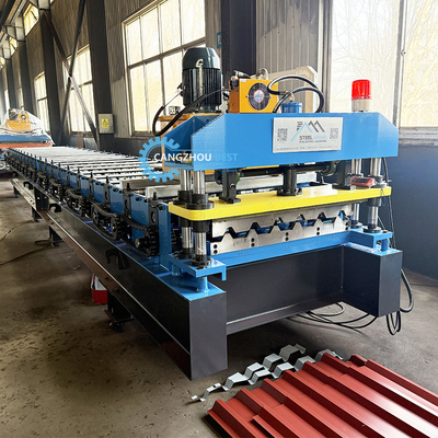 0.3-0.8 mm Ibr Macchina per la formazione di rotoli per tetti metallici controllata da un sistema di controllo PLC