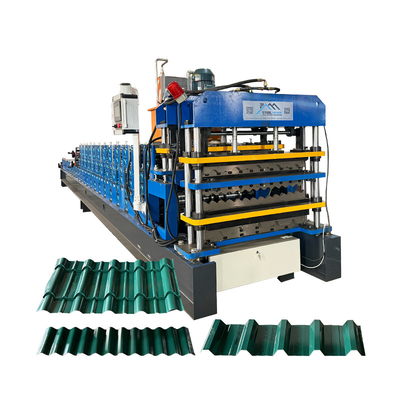 Delta Inverter Tre strati di copertura di acciaio Profile Roll Forming Machine per 0,25-0,6 mm di spessore del materiale