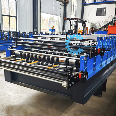 Profil di acciaio Larghezza personalizzata Doppio strato macchina di formazione per spessore del materiale 0,25-0,6 mm