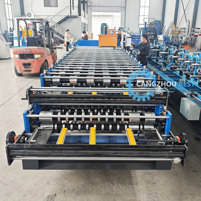 Profil di acciaio Larghezza personalizzata Doppio strato macchina di formazione per spessore del materiale 0,25-0,6 mm