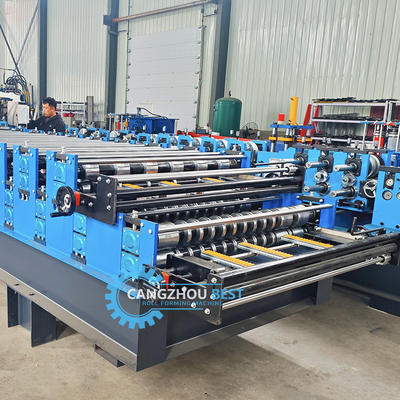 Profil di acciaio Larghezza personalizzata Doppio strato macchina di formazione per spessore del materiale 0,25-0,6 mm