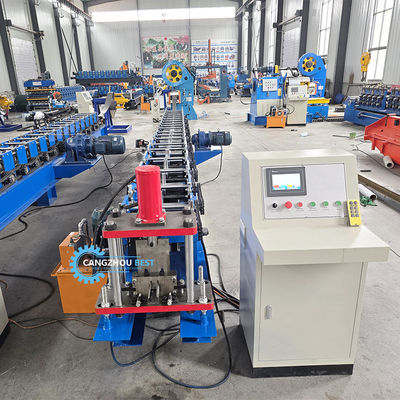 Macchina formatrice a rulli per montanti di scaffalature con controllo PLC in acciaio zincato